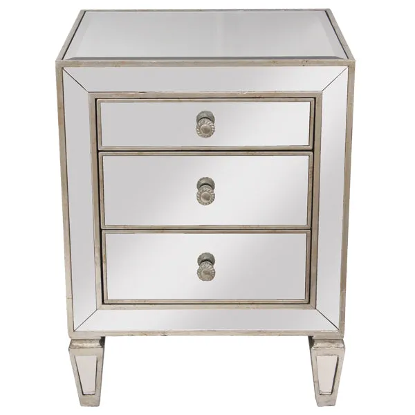 Mirrored 3 Drawer Bedside Antique Seamless