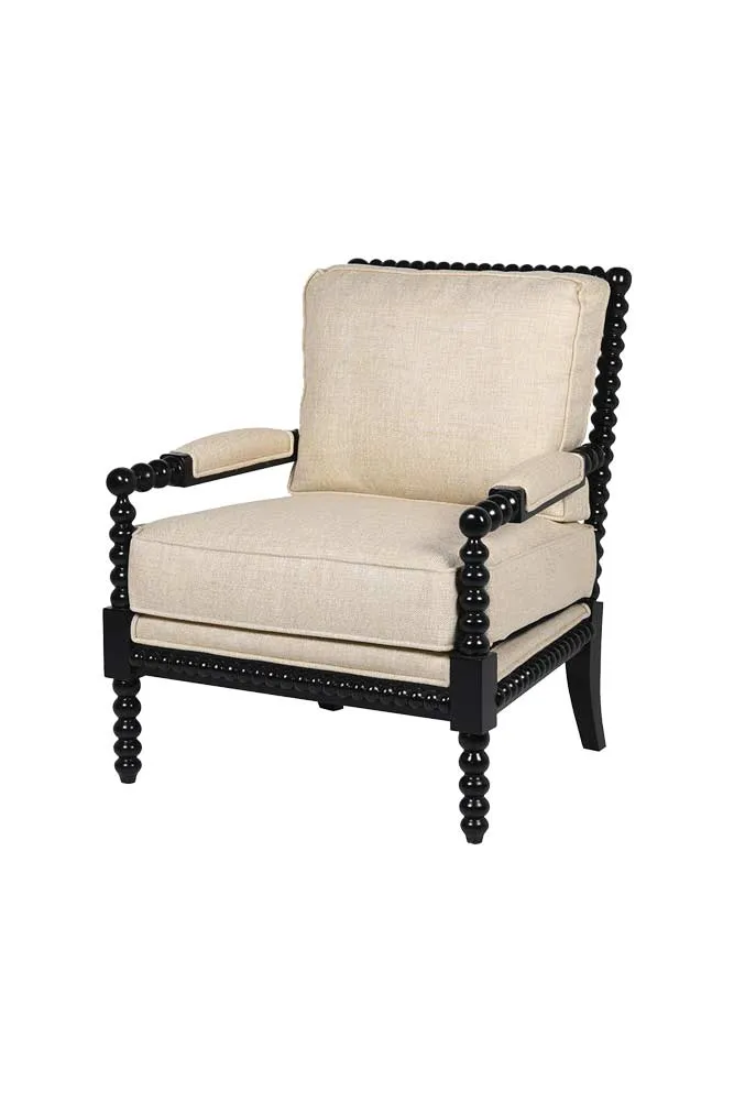 Natural Linen & Black Bobbin Armchair