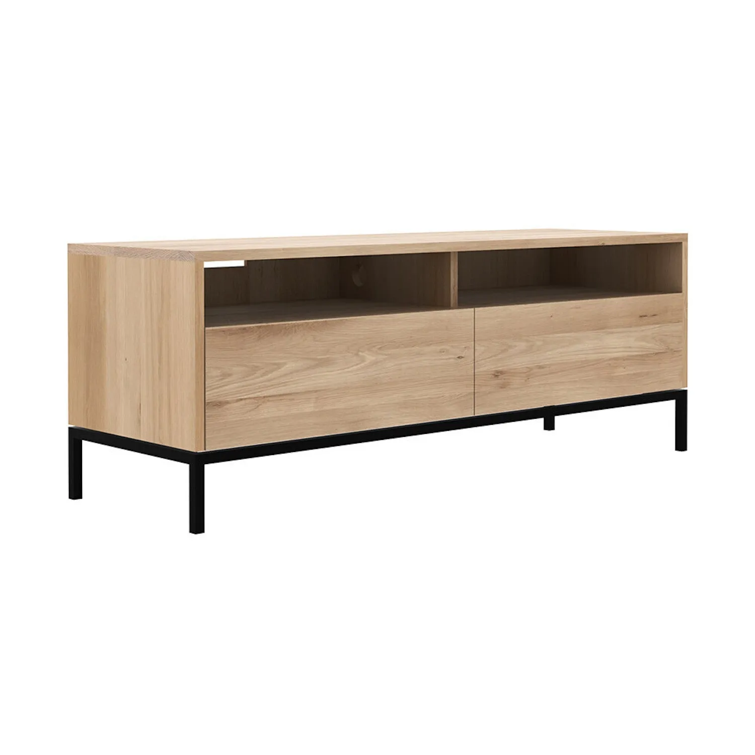 Oak Ligna TV Cupboard - Black Metal Legs