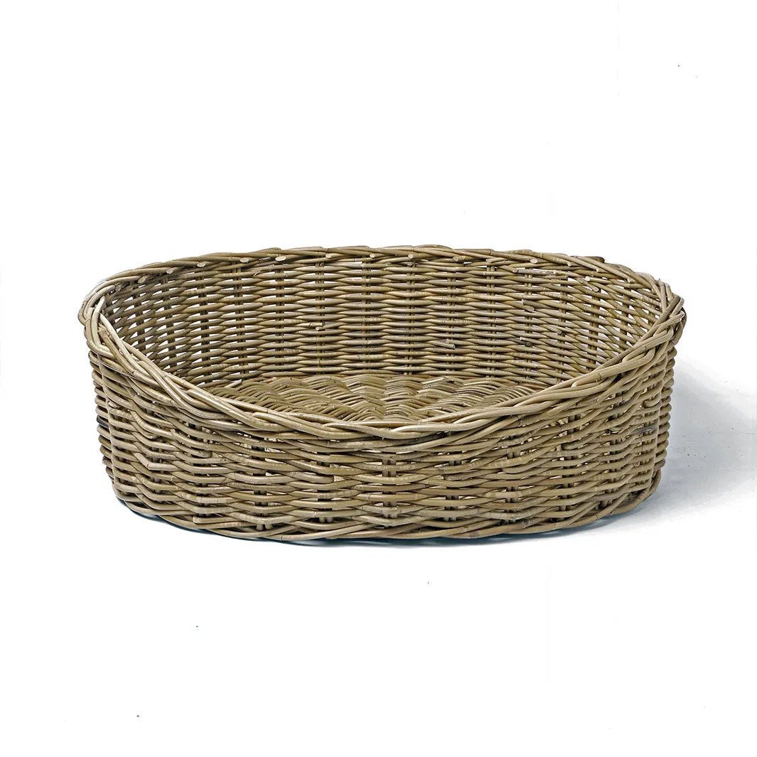 Oval Rattan Dog Baskets - Greywash