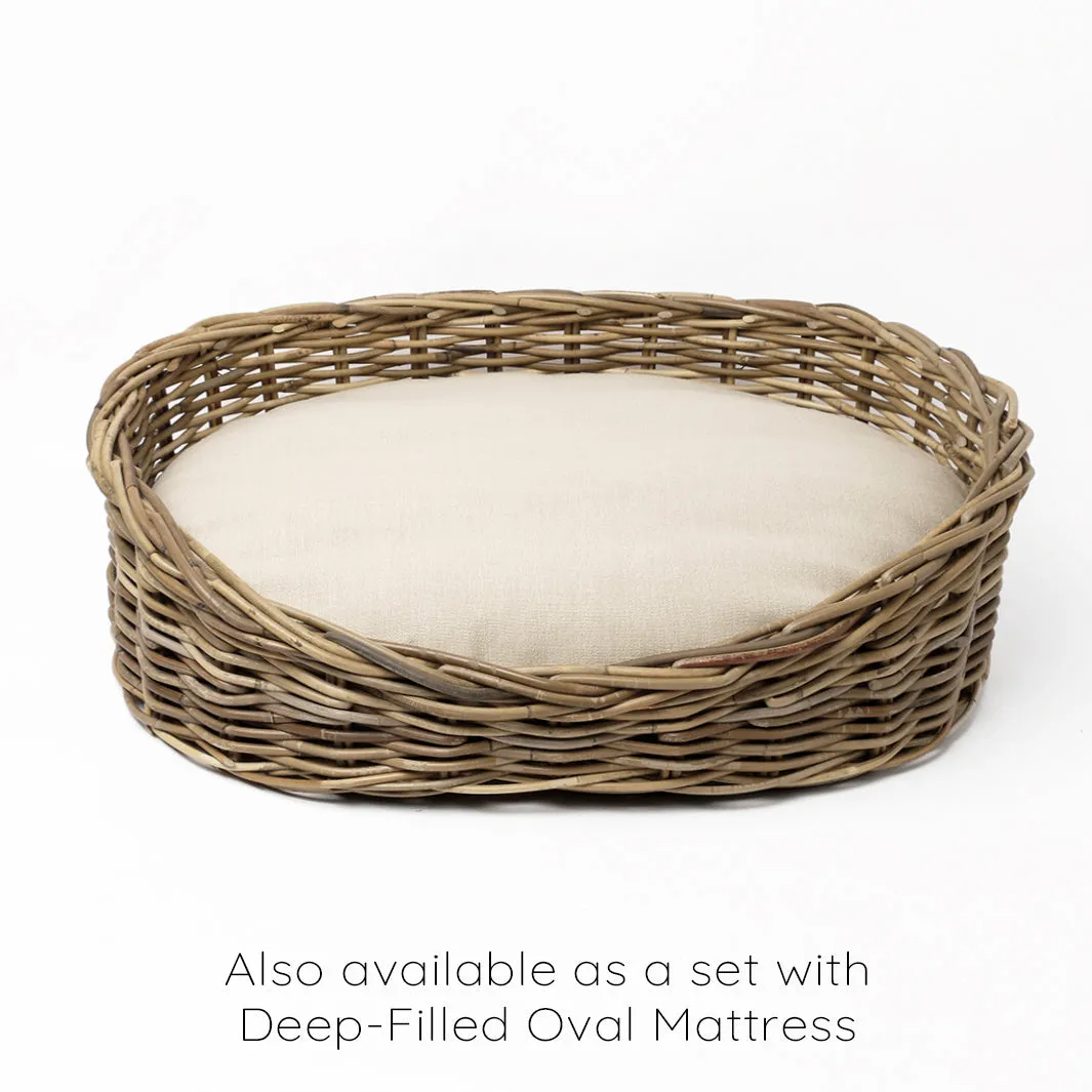 Oval Rattan Dog Baskets - Greywash