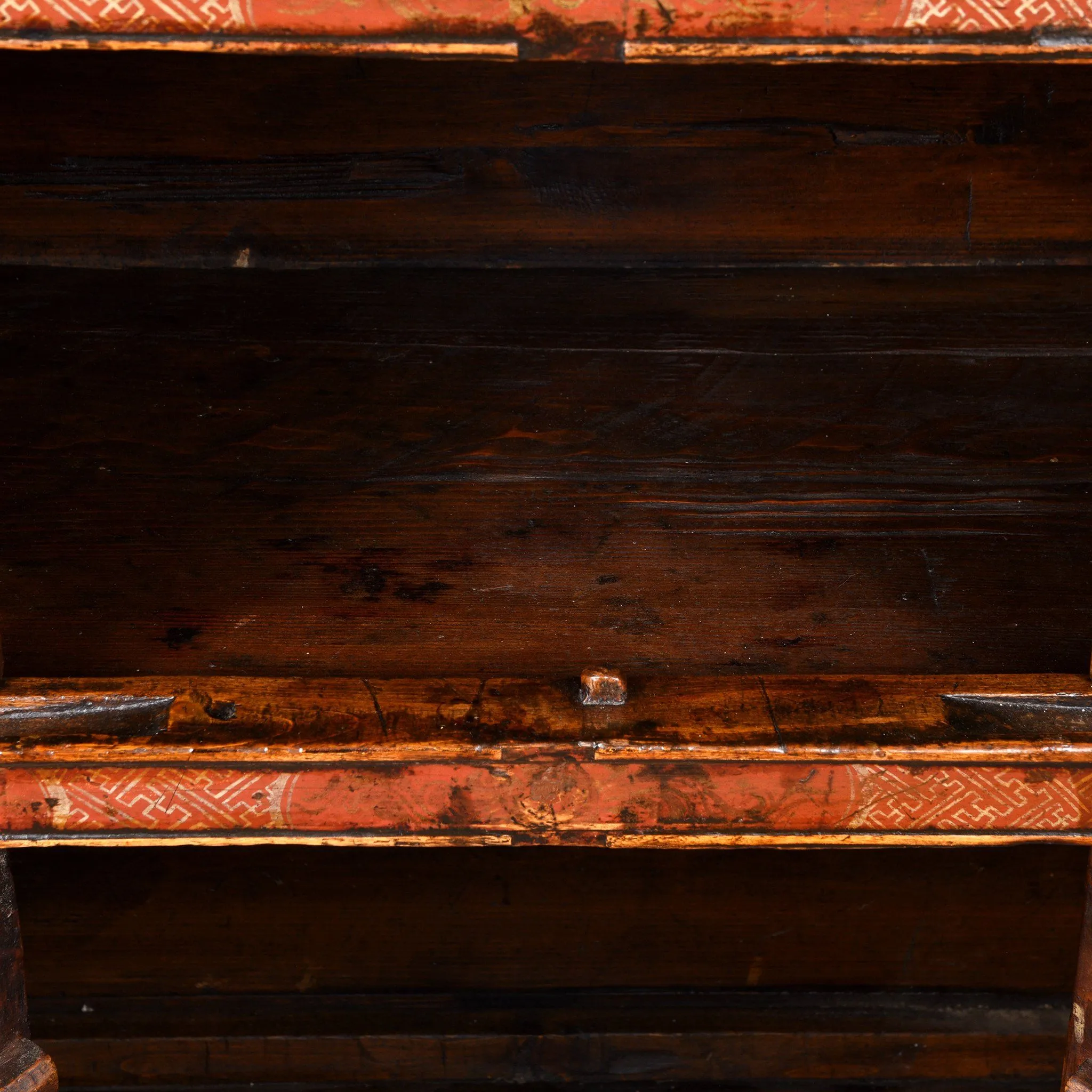 Painted Altar Cabinet From Tibet - 19thC