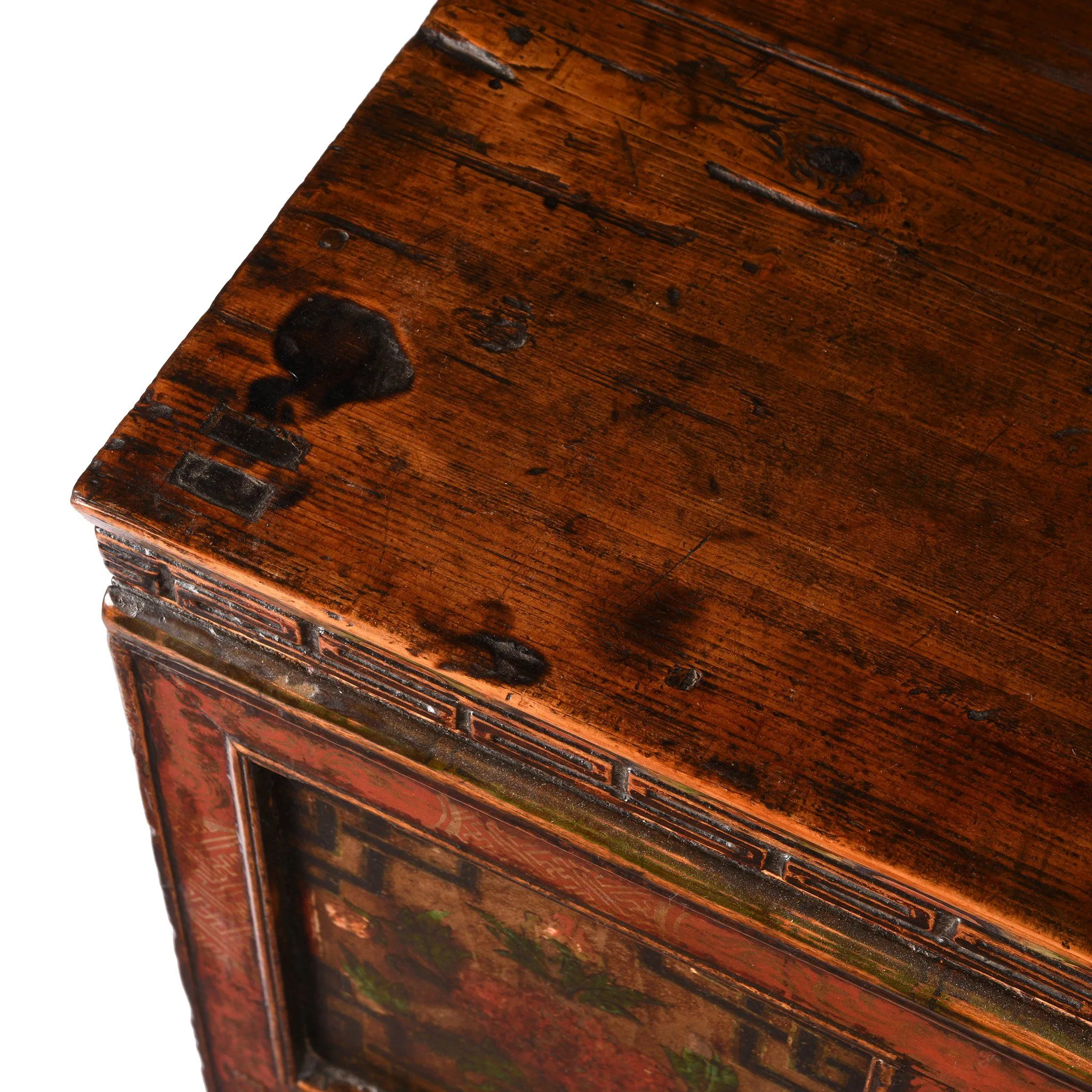 Painted Altar Cabinet From Tibet - 19thC