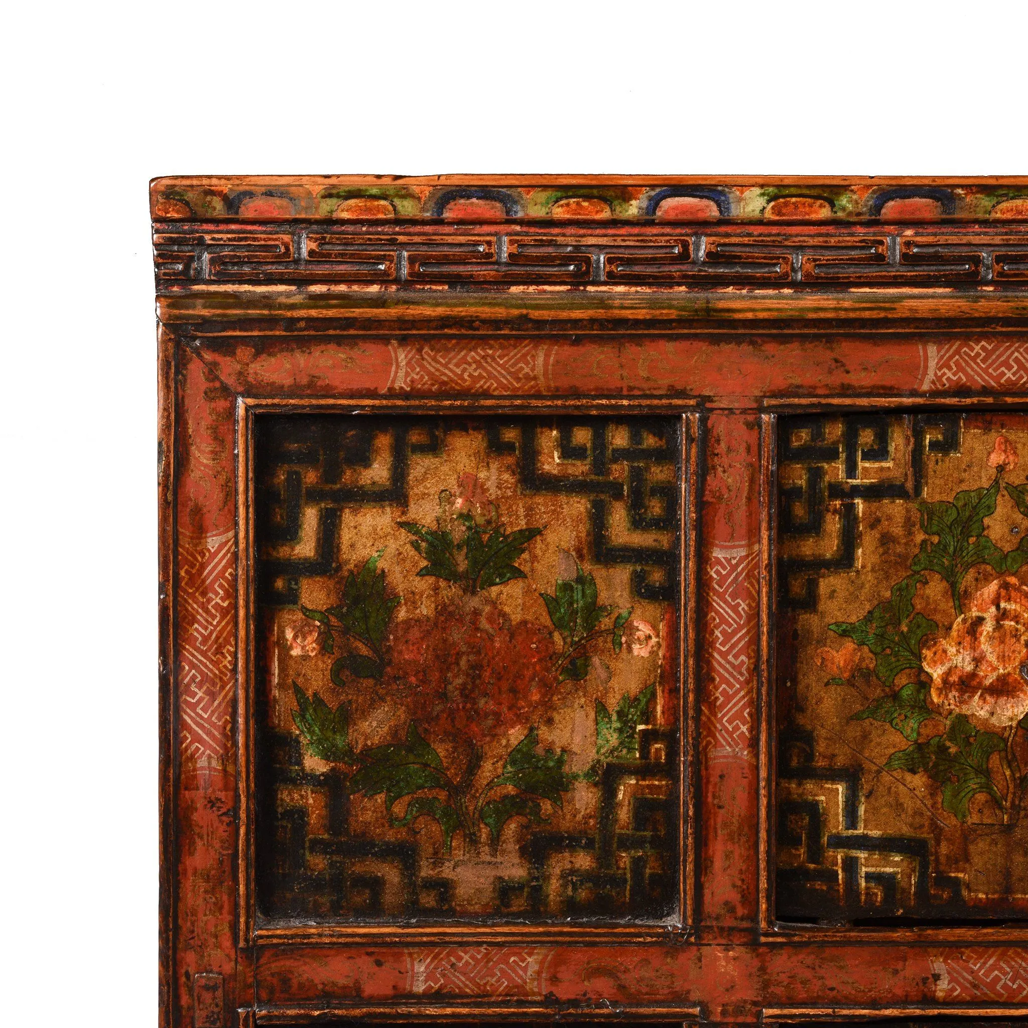 Painted Altar Cabinet From Tibet - 19thC