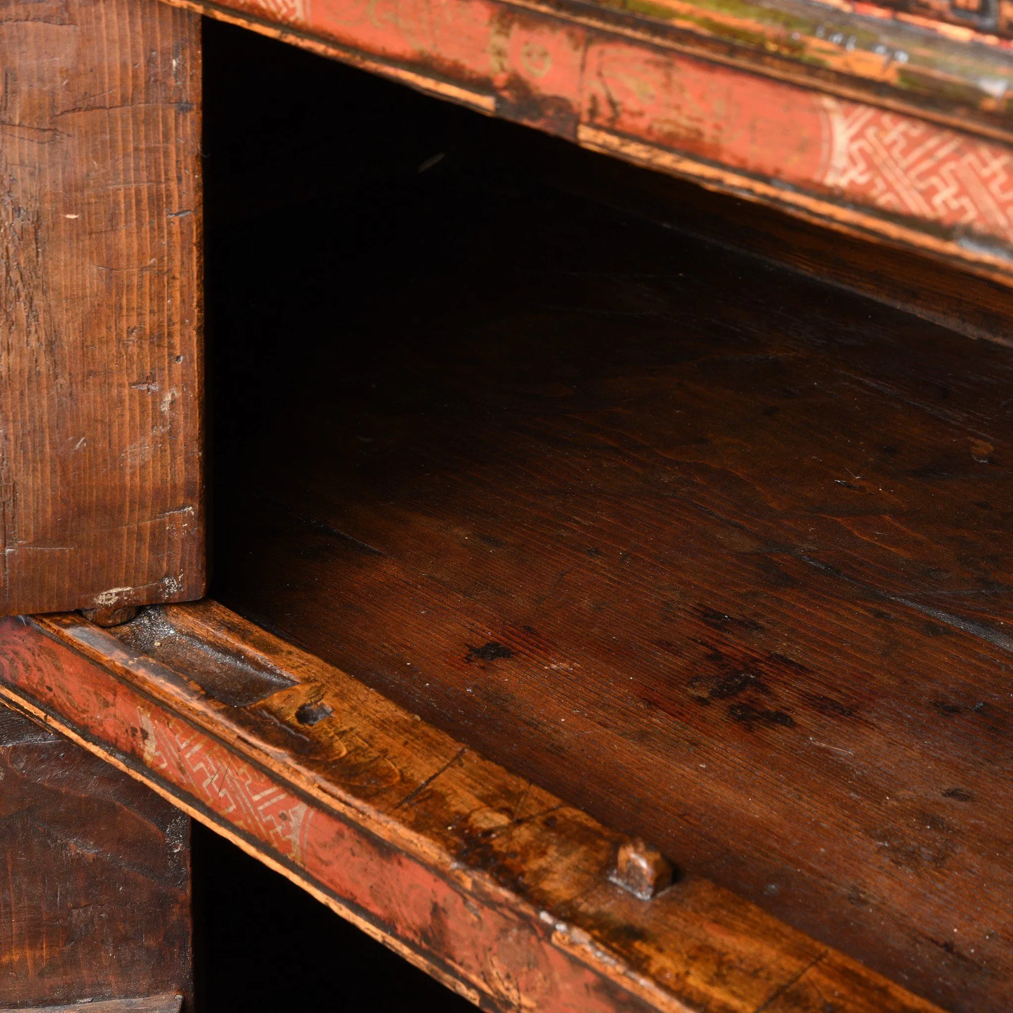 Painted Altar Cabinet From Tibet - 19thC