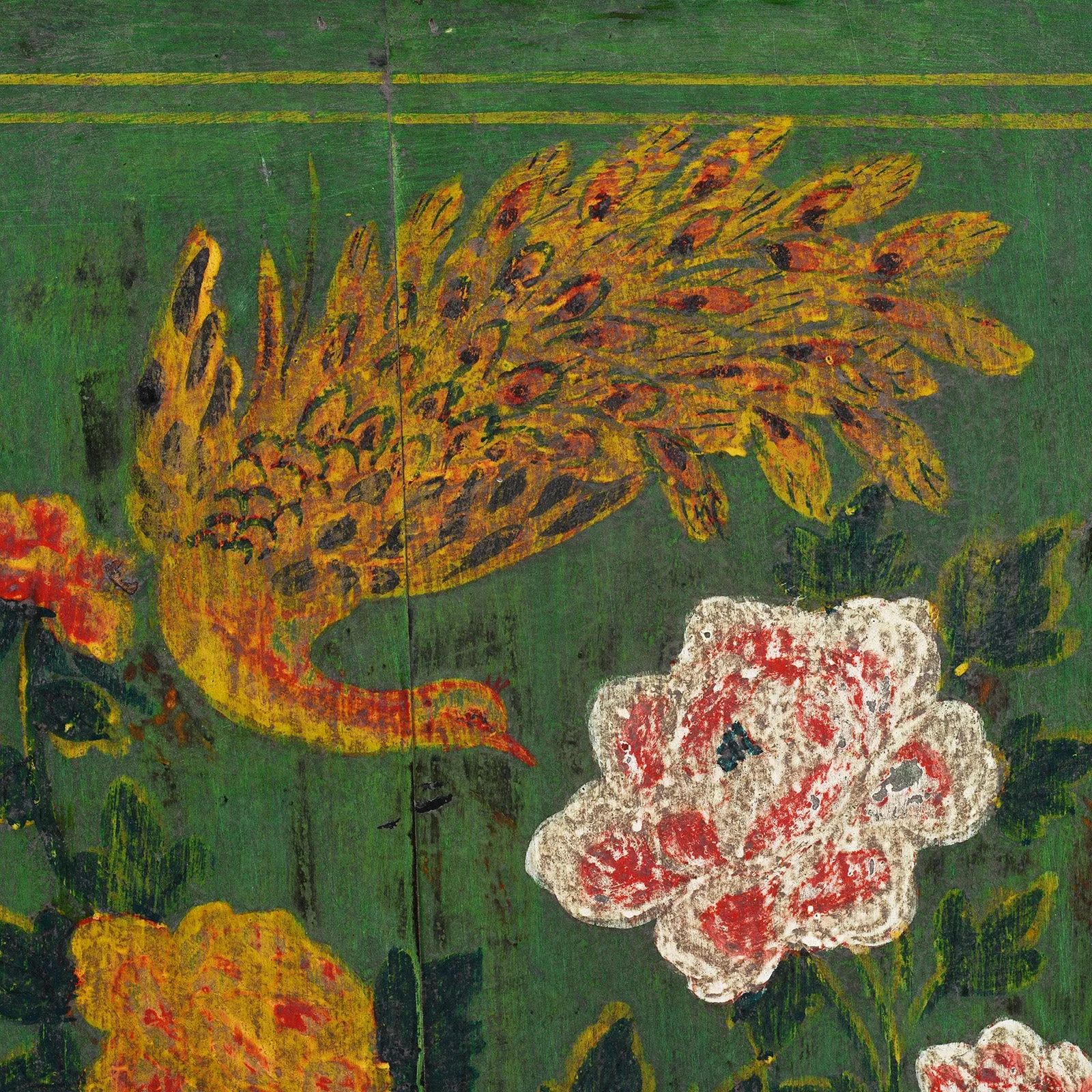 Painted Floral Sideboard From Shanxi - 19th century