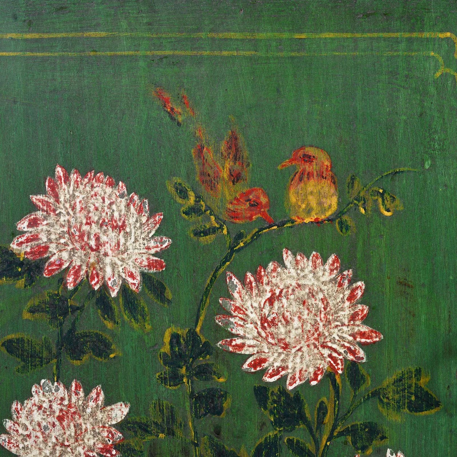 Painted Floral Sideboard From Shanxi - 19th century