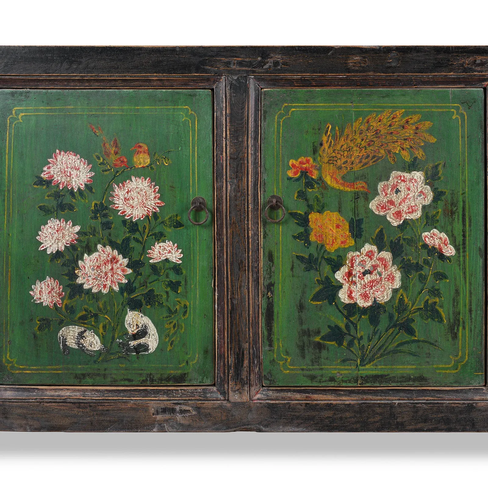 Painted Floral Sideboard From Shanxi - 19th century