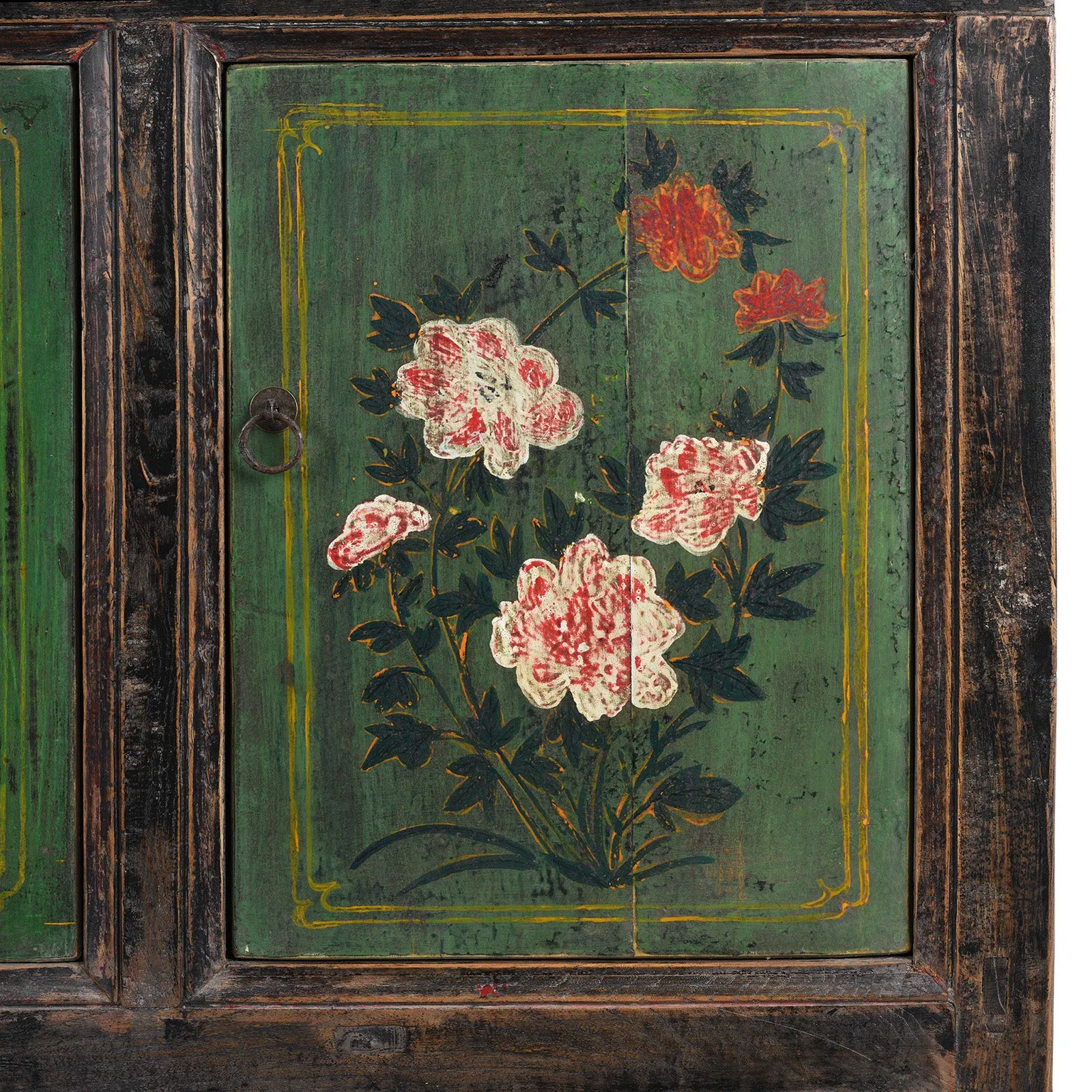 Painted Floral Sideboard From Shanxi - 19th century