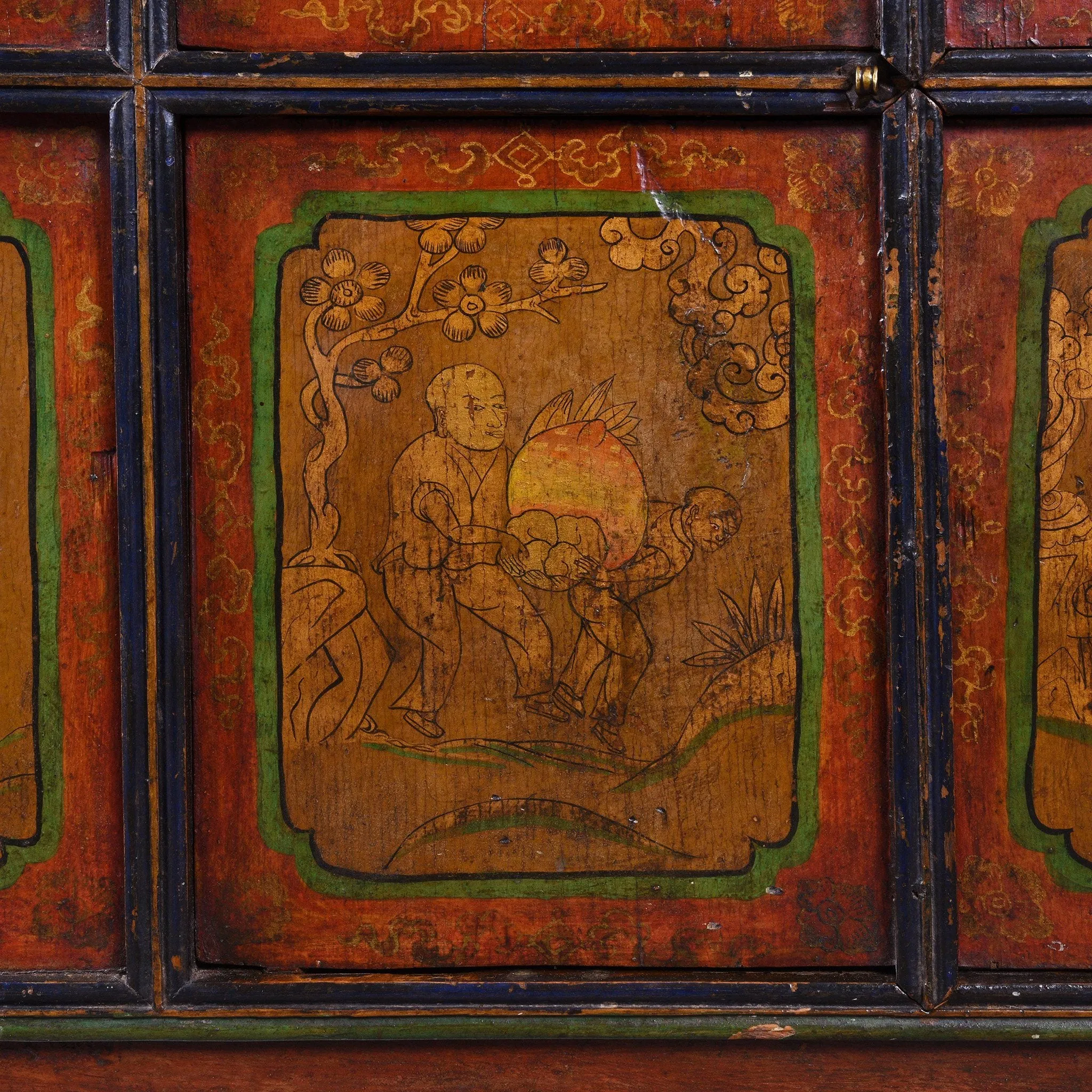 Painted Tibetan Cabinet From Shigatse - 19thC