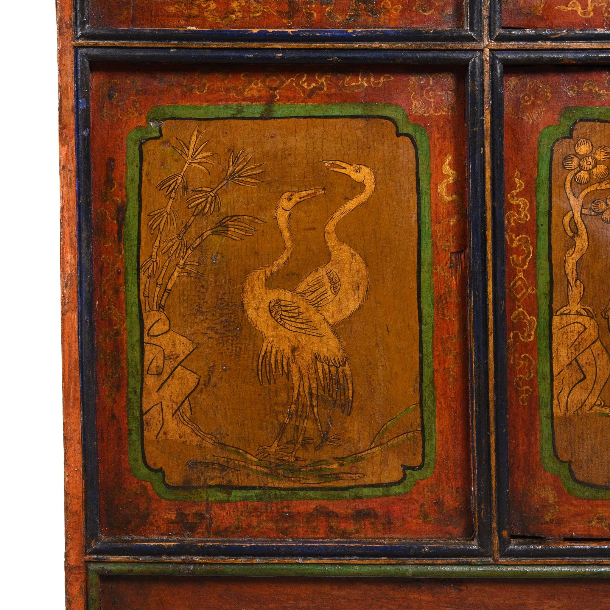 Painted Tibetan Cabinet From Shigatse - 19thC