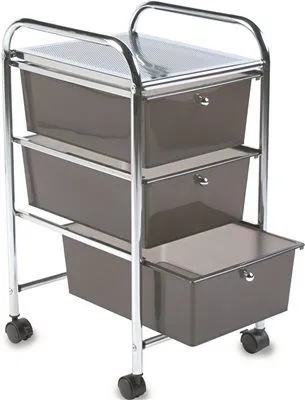 Portable Drawer Organizers 15-1/2W X 13D X 27H Chrome/Smoke