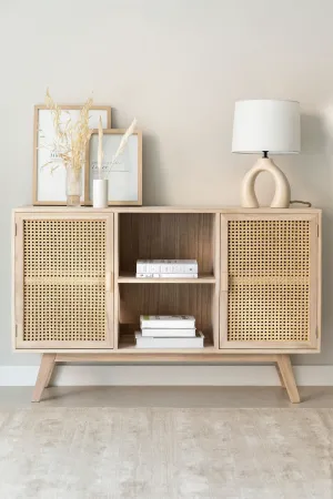 Rattan and Wood Sideboard  | Wooden Cabinet -Aaheli