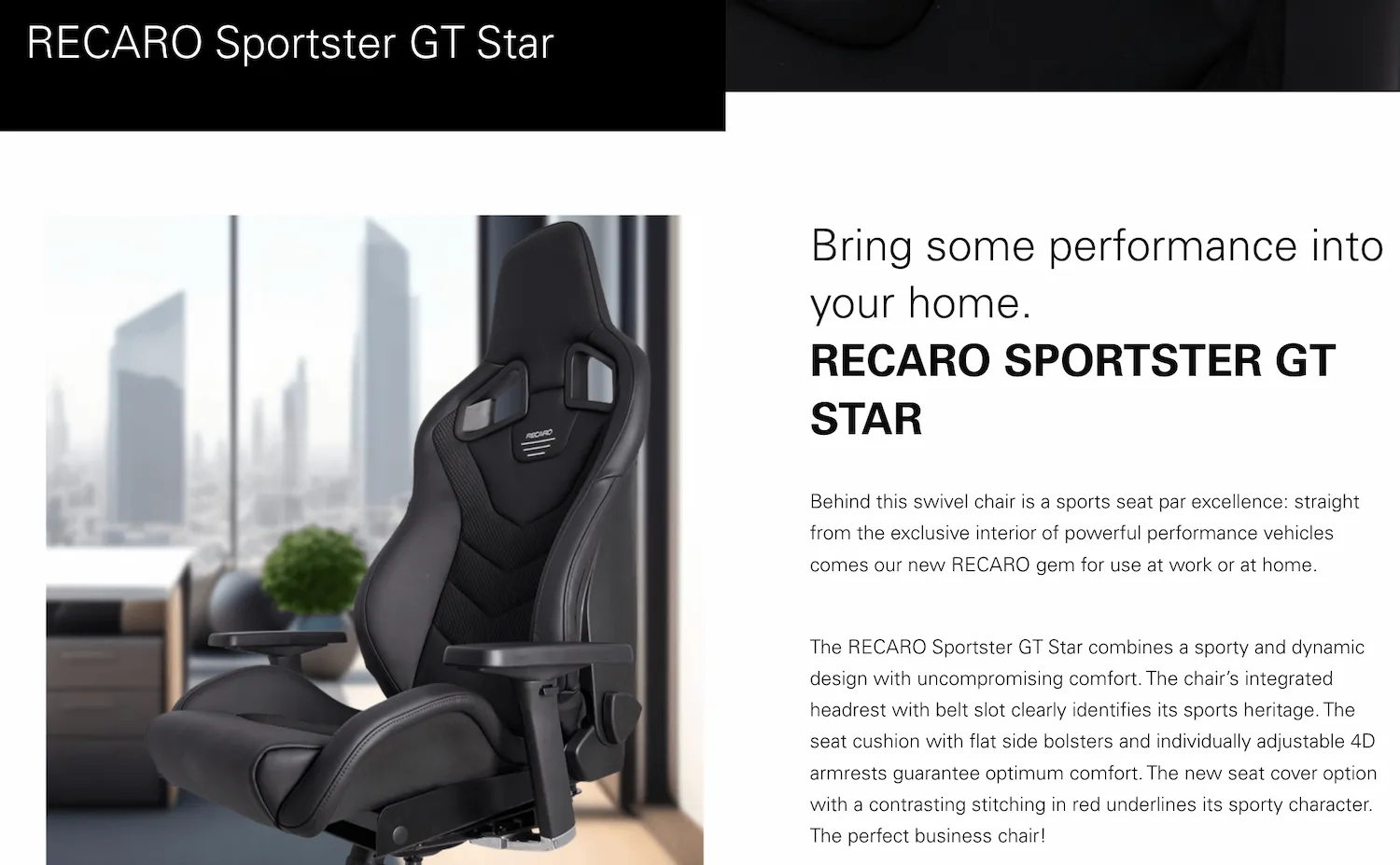 RECARO SPORTSTER GT STAR