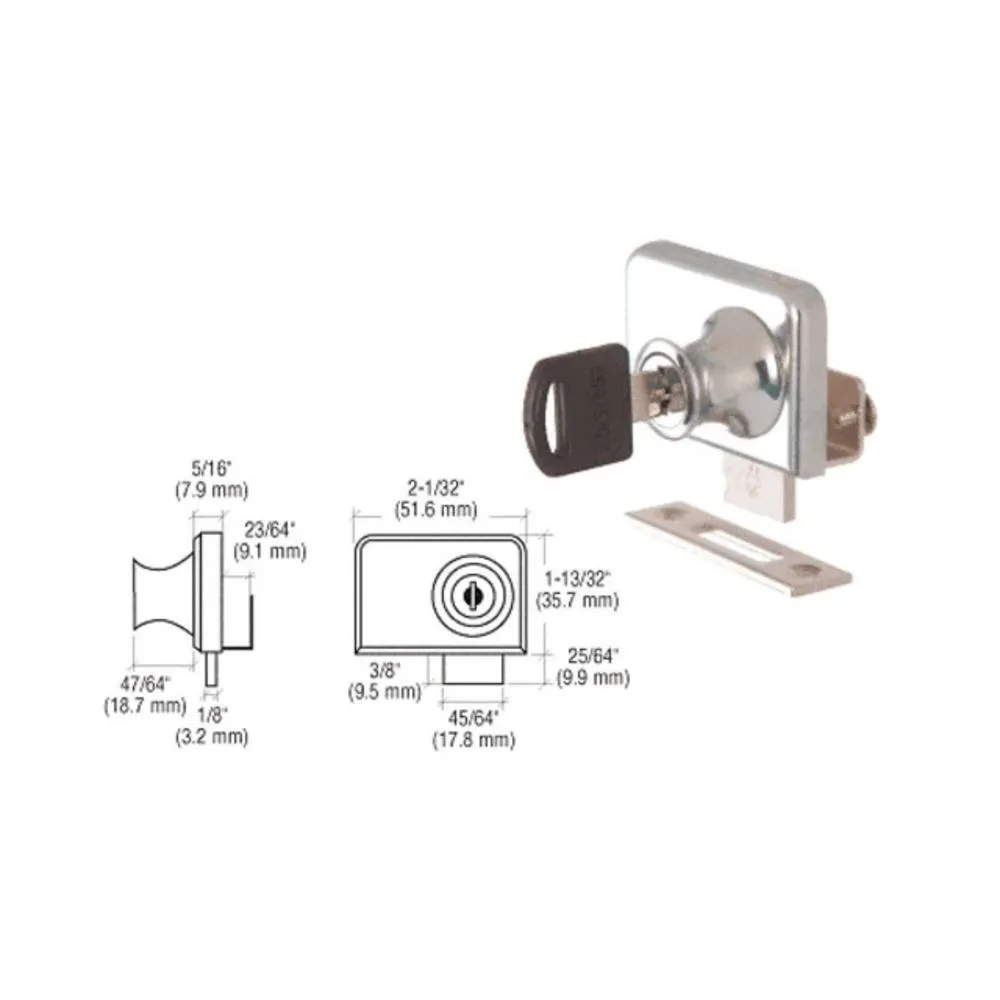 Showcase Clamp-On Lock for 1/4" Double Glass Door