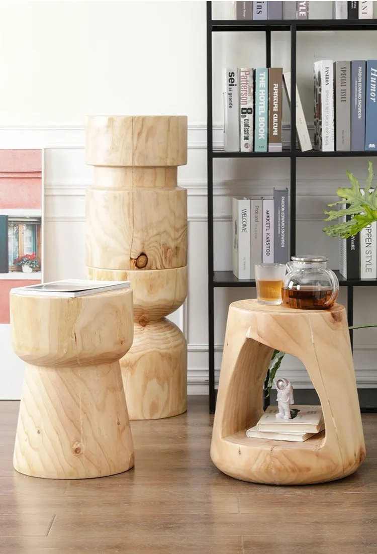 Solid Log Wood Stool