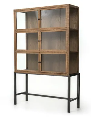 SPENCER CURIO CABINET, DRIFTED OAK