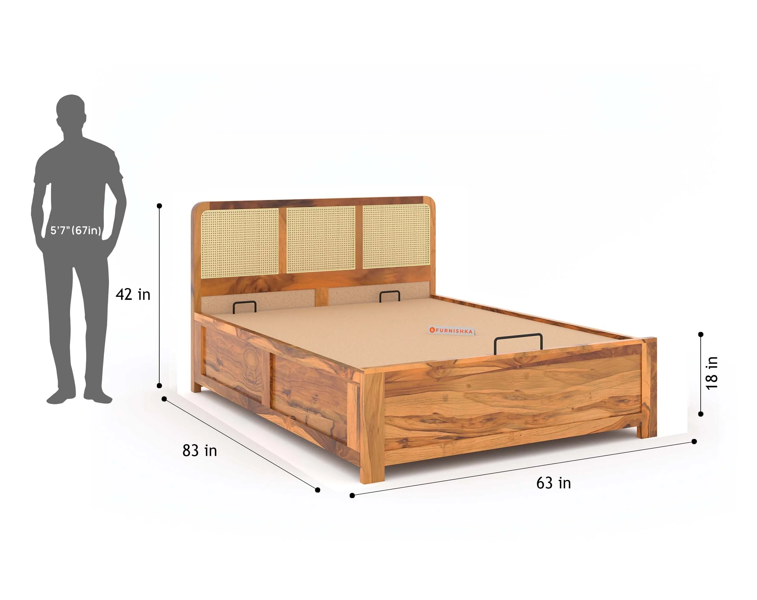 Tamara Queen Size Hydraulic Bed in Teak