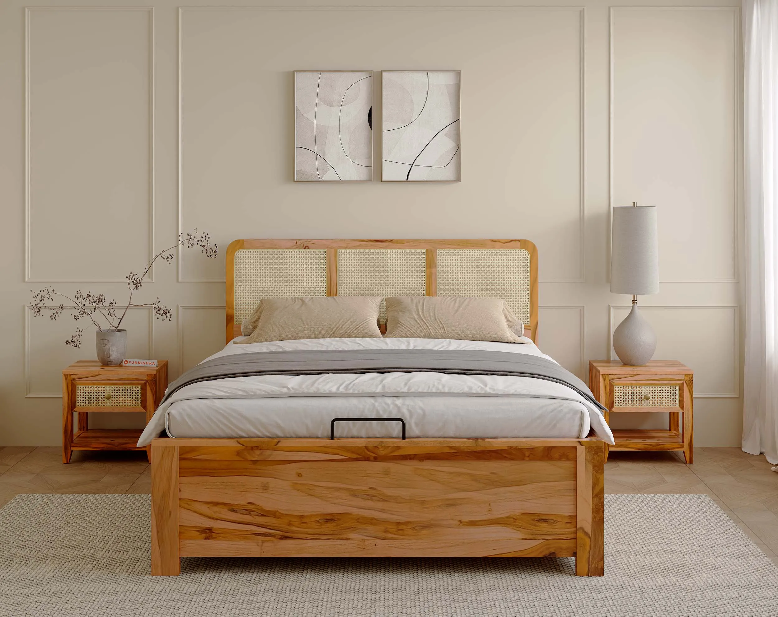 Tamara Queen Size Hydraulic Bed in Teak