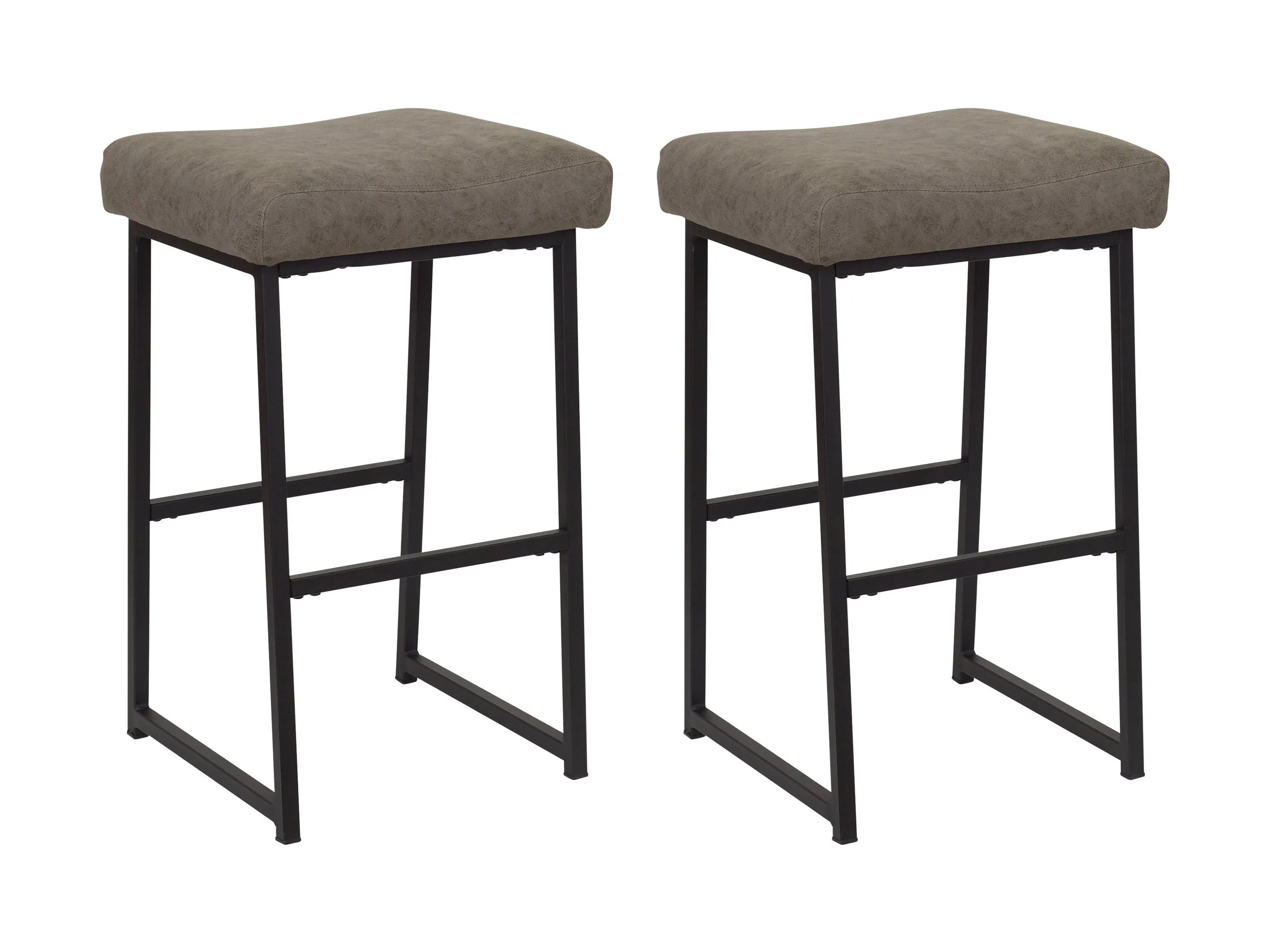 Taupe Backless Bar Stools, Set of 2