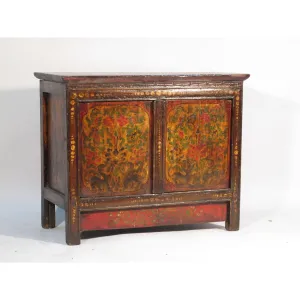 Tibetan "Torgam" Cabinet with Original Paint - circa 100 yrs old