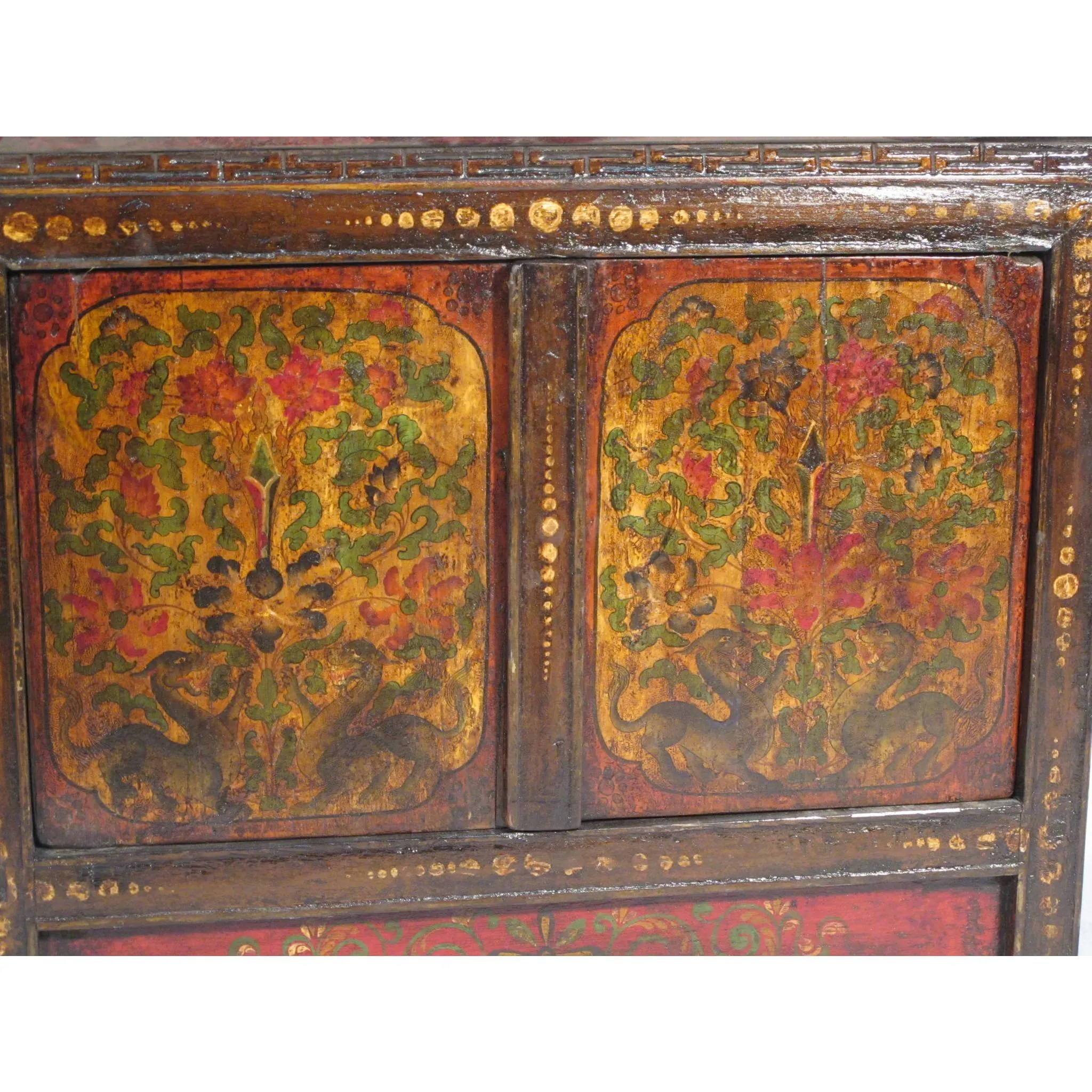 Tibetan "Torgam" Cabinet with Original Paint - circa 100 yrs old