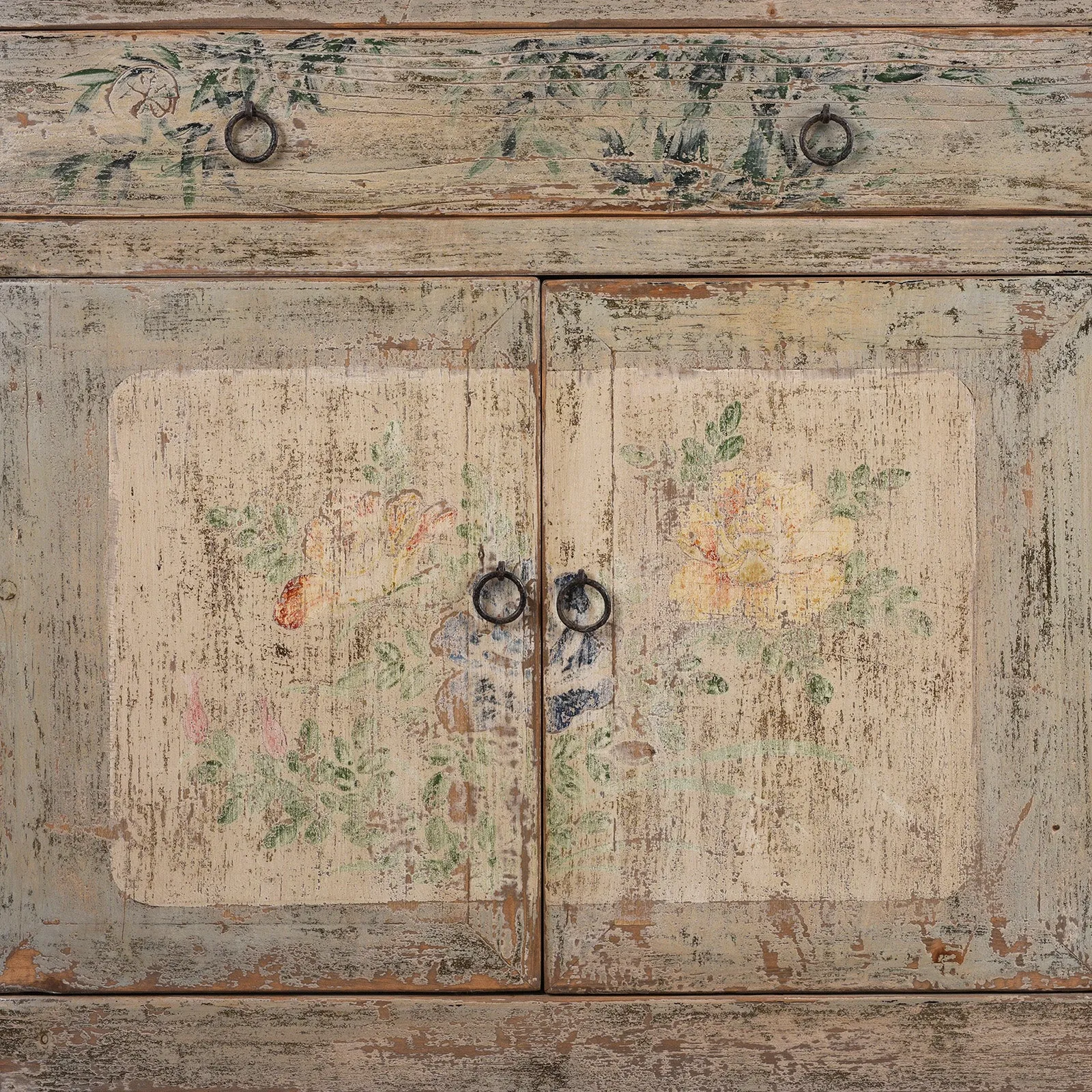 Vintage Blue Painted Sideboard From Shanxi - Ca 1920