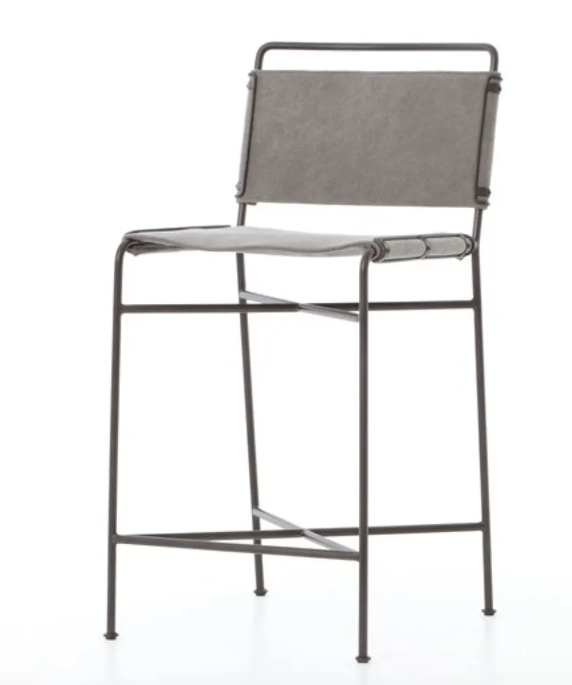 WHARTON BAR STOOL, STONEWASH GREY