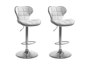 White Bar Stools with Backs, Set of 2